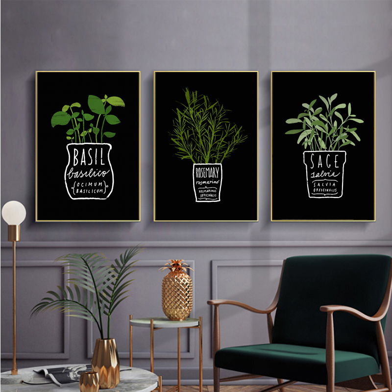 Home Office Depot - Canvas Painting Potted Green Plants Posters