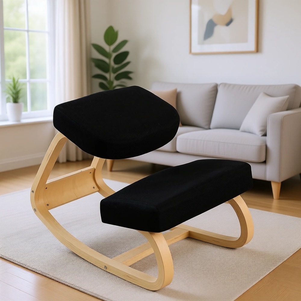 Home Office Chair - Ergonomic Wooden Rocking Chair with Cushions