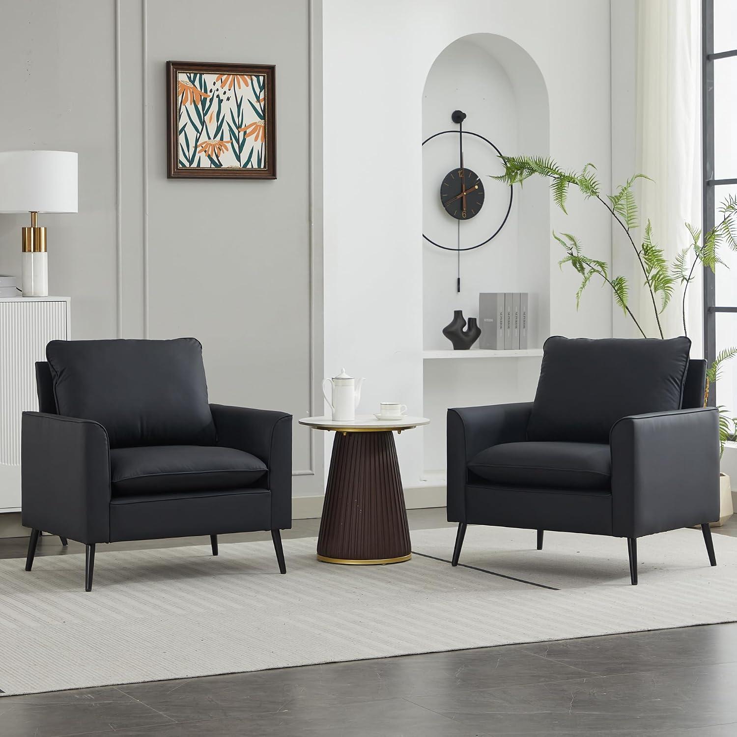 Home Office Chair - Oversized Faux Leather Accent Armchair with
