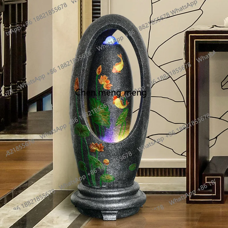 Home Office With View - European living room running water fountain