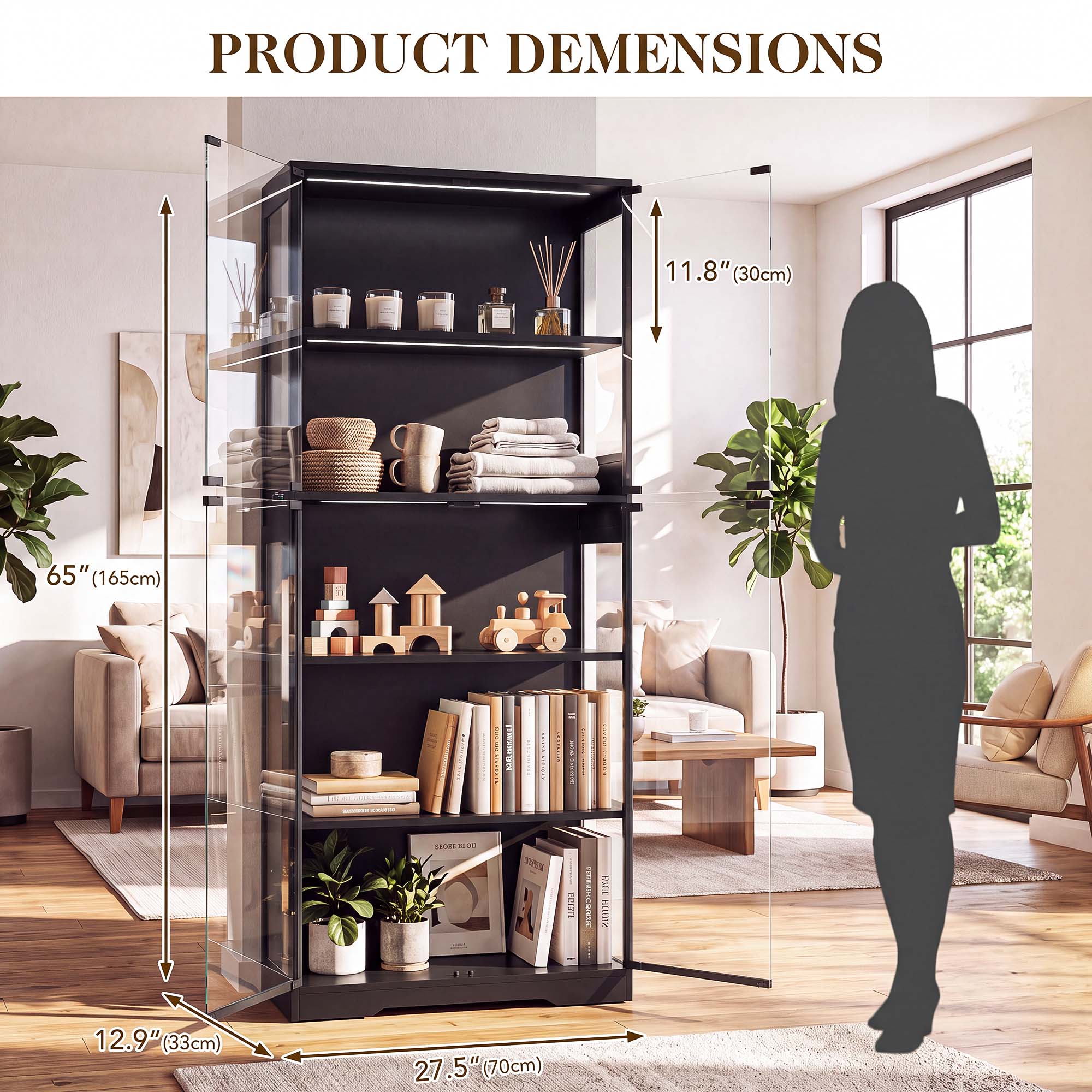 TCGBKAF 5‑Tier Display Cabinet - Home Office Room review and price