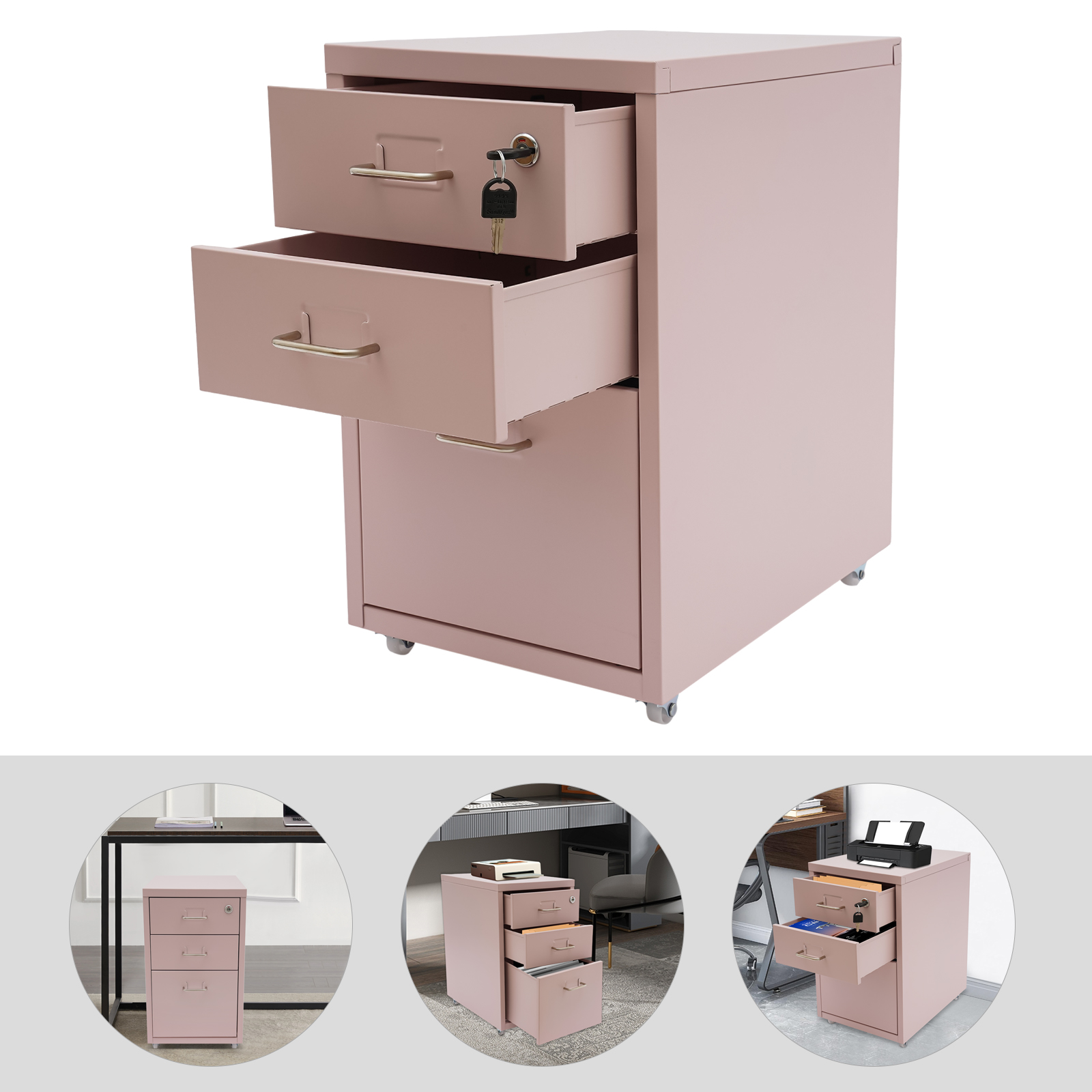3 Tiers Rectangular Steel Vert - Rolling File Cart review and price
