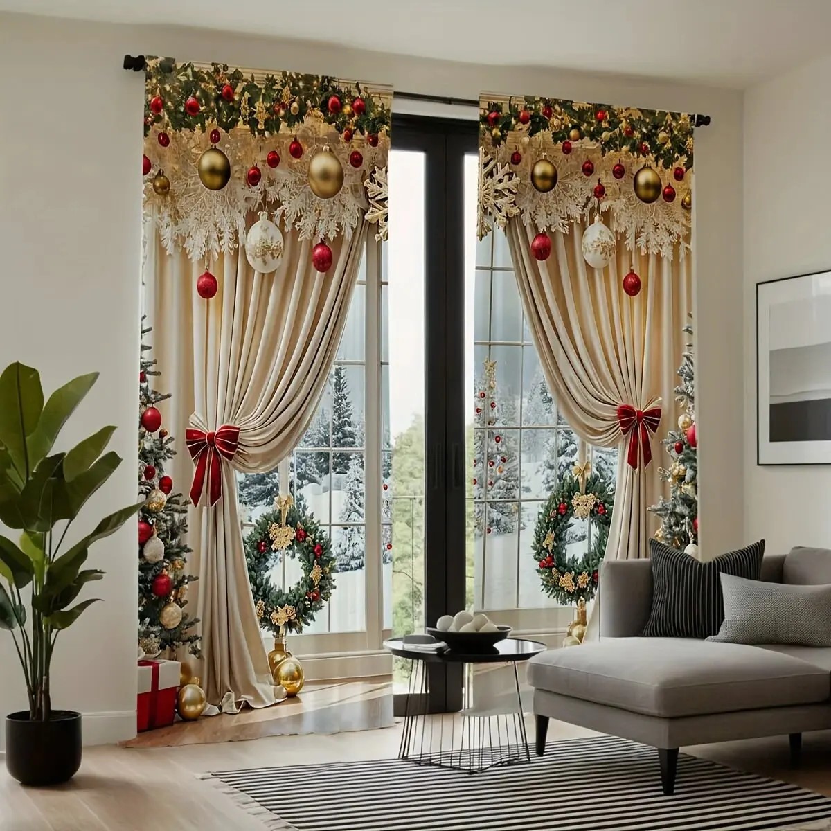 2PCS Christmas Curtains Xmas B - Home Office With View review and price