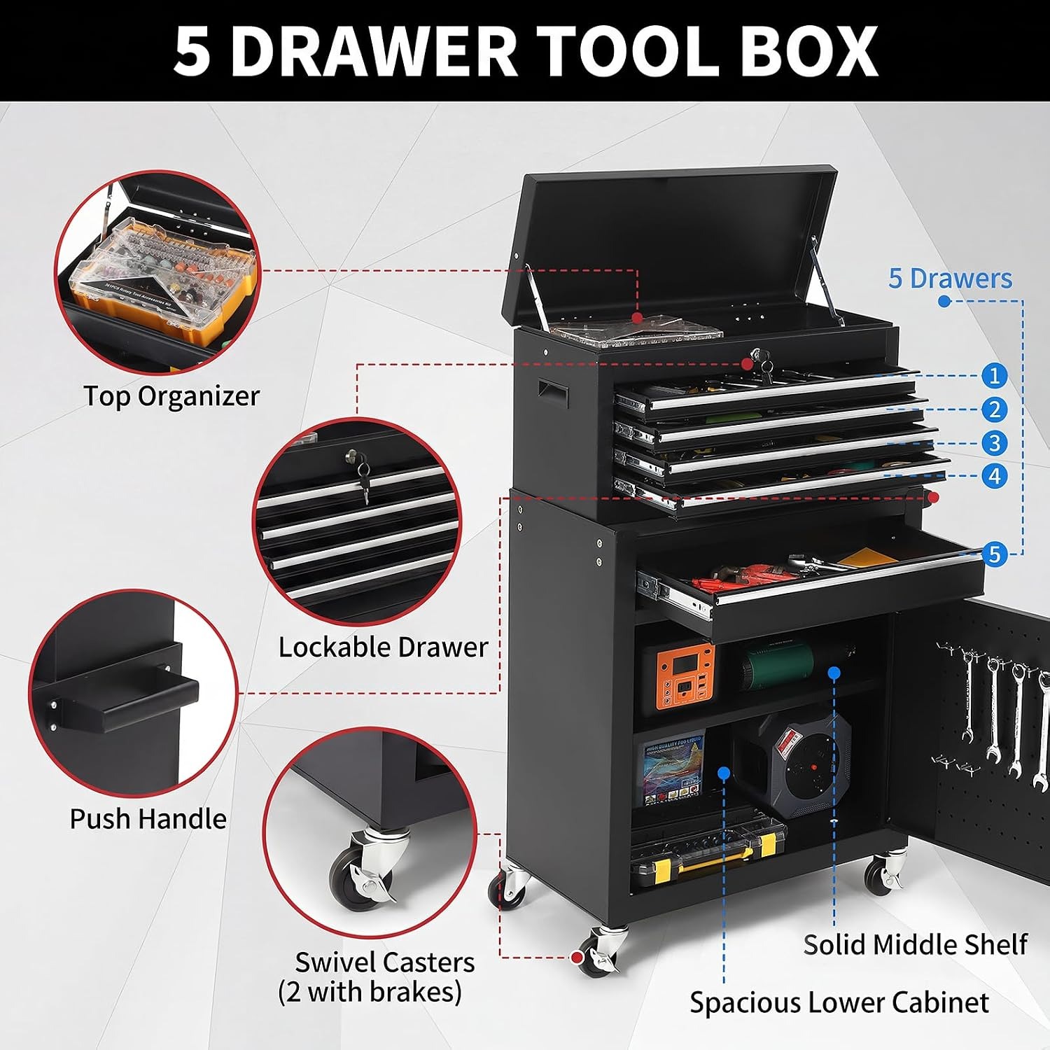 5 Drawer Rolling Tool Cabinet  - Rolling File Cart review and price