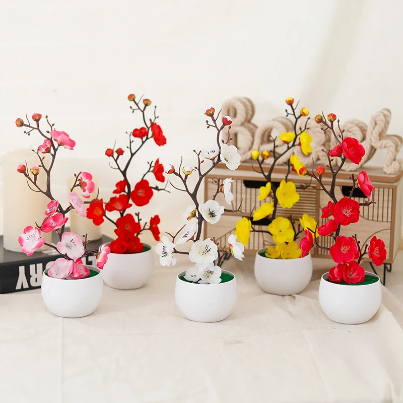 Simulation Plum Flower Pot Pla - Home Office Background review and price